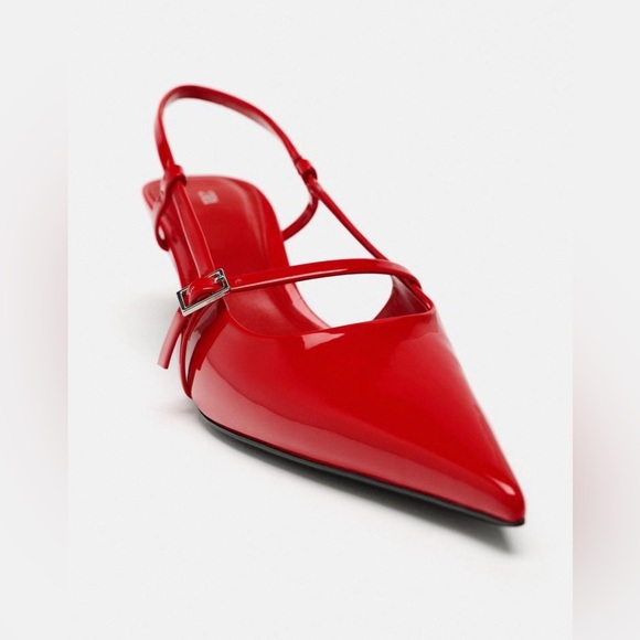 NWT. Zara Red Strappy Slingback Shoes/Sandals. Size 8. - Picture 5 of 7